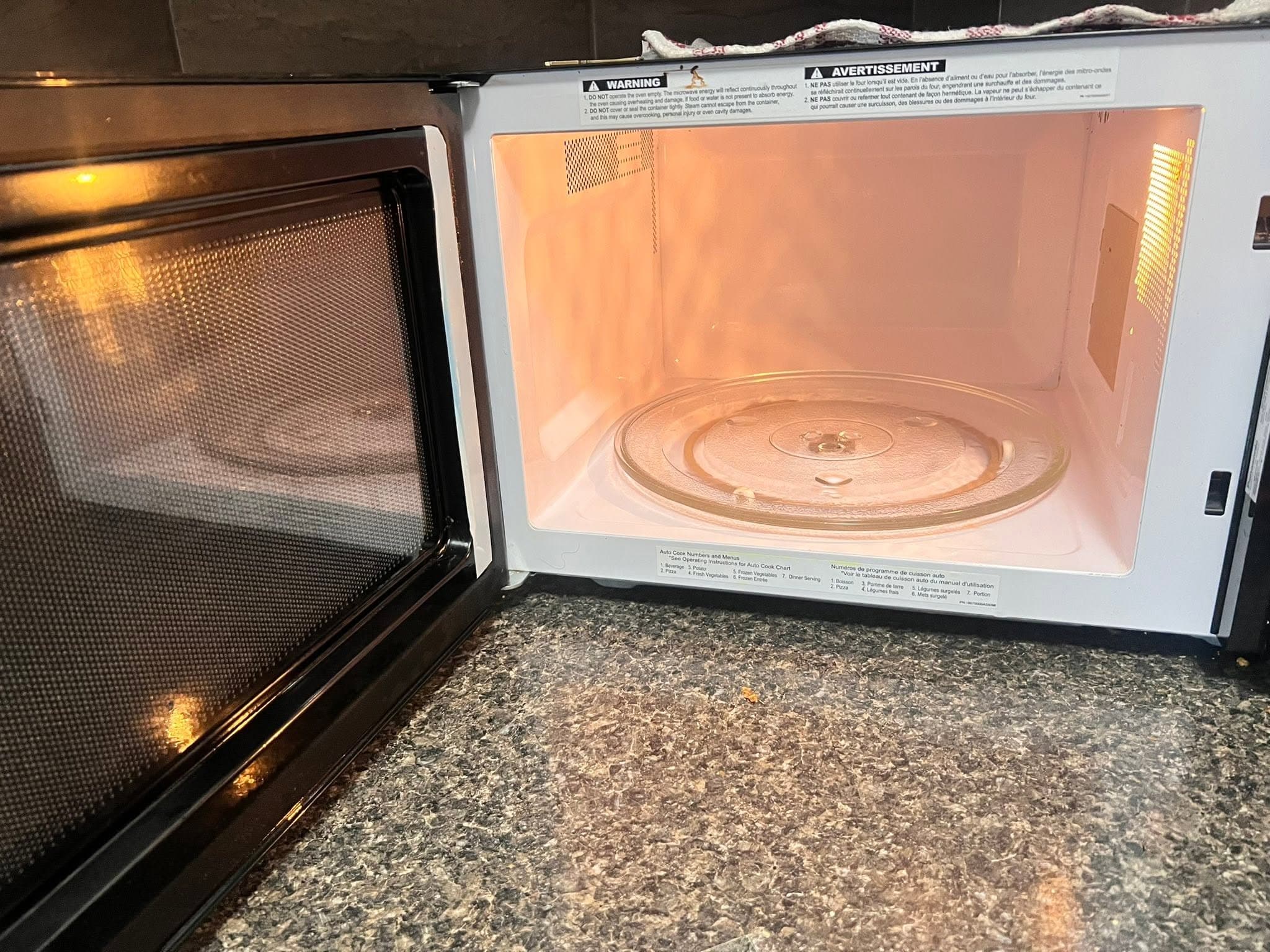 After Microwave interior before and after deep cleaning in Red Deer